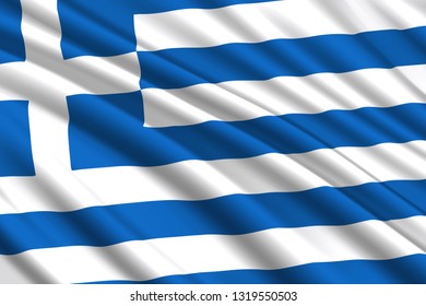 waving flag of Greece. Vector illustration