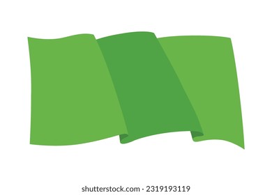 Bandera ondeando. Plantilla de indicador verde sobre fondo blanco. Símbolo de ondear bandera nacional. Elemento de simulación de diseño de banners