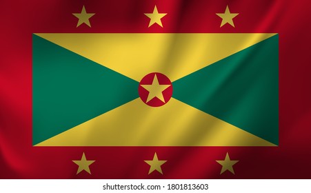 Waving flag of the Grenada. Waving Grenada flag