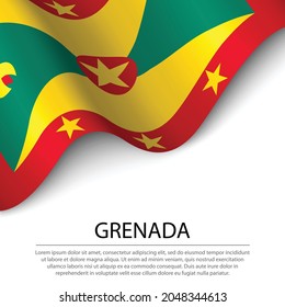 ondeando la bandera de Granada sobre fondo blanco. Plantilla vectorial de banner o cinta para el día de la independencia