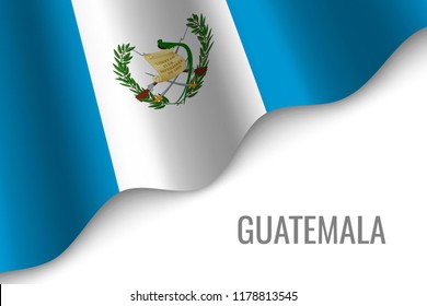 waving flag of Guatemala with copyspace. Template for brochure. vector illustration