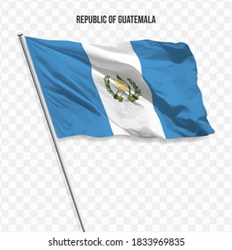 Waving flag of Guatemala. Illustration of flag of the American continent on the flagpole. 3d vector icon isolated on transparent background