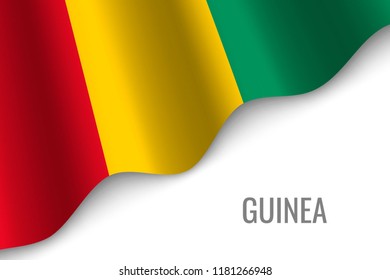 waving flag of Guinea with copyspace. Template for brochure. vector illustration