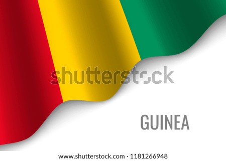 waving flag of Guinea with copyspace. Template for brochure. vector illustration