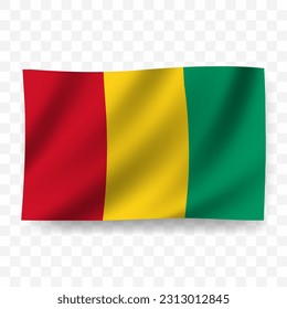 Waving flag of Guinea. Illustration of flag on transparent background(PNG).