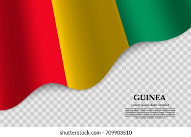 waving flag of Guinea on transparent background. Template for independence day. vector illustration