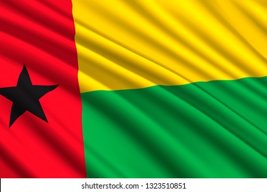 waving flag of Guinea-Bissau. Vector illustration