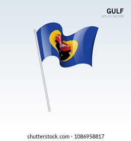 Waving flag of Gulf provinces,autonomous region,district of Papua New Guinea isolated on gray background