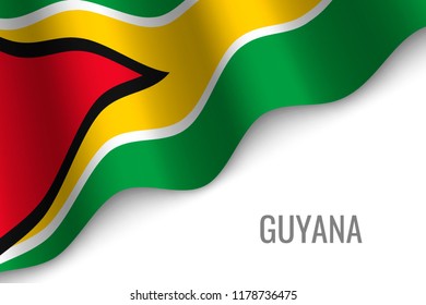 waving flag of Guyana with copyspace. Template for brochure. vector illustration
