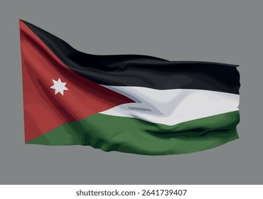 
Waving flag of the Hashemite Kingdom of Jordan. Vector.