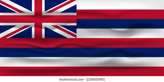 Waving flag of the Hawaii state. Vector illustration.