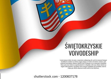 waving flag of Holy Cross Province is a region of Poland on white background.