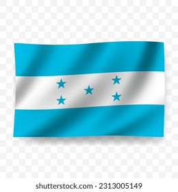 Waving flag of Honduras. Illustration of flag on transparent background(PNG).