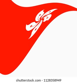 Waving Flag of Hong Kong on a white background. 