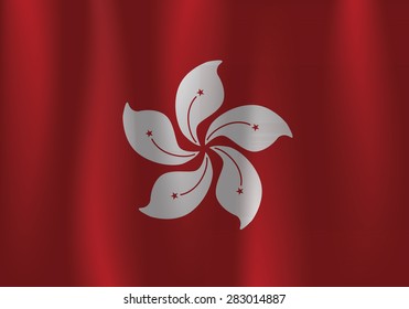 Waving flag of Hong Kong, vector, satin