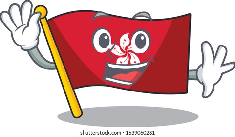 Waving flag hongkong clings to mascot wall