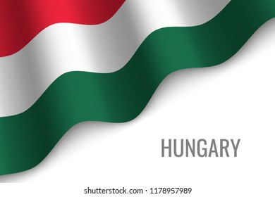 waving flag of Hungary with copyspace. Template for brochure. vector illustration