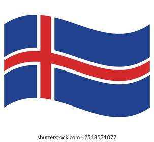 Ondeando la bandera de Islandia fondo aislado. Ilustración vectorial.