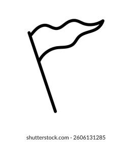 Waving flag icon. Black outline linear silhouette. Editable strokes. Front side view. Vector simple flat graphic illustration. Isolated object on white background. Isolate.