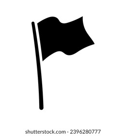 Waving flag icon. Black silhouette. Front side view. Vector simple flat graphic illustration. Isolated object on a white background. Isolate.