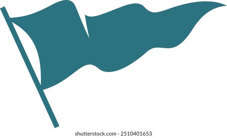 Waving flag icon. Blue textile symbol. Map sign