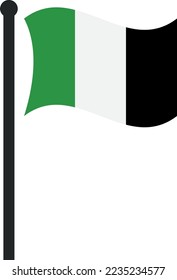 Waving flag icon. Color striped symbol on pole