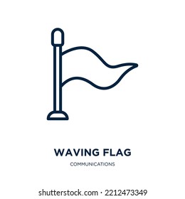 ondear el icono de marca de la colección de comunicaciones. Bandera de ondulación lineal delgada, indicador, icono de contorno ondulado aislado en fondo blanco. Indicador de ondulación de vectores de línea, símbolo para web y móvil