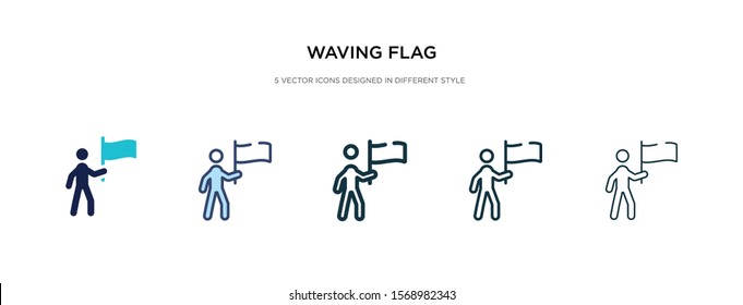 waving flag icon in different style vector illustration. two colored and black waving flag vector icons designed in filled, outline, line and stroke style can be used for web, mobile, ui