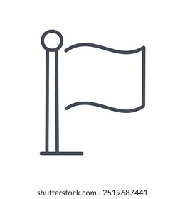 Waving flag icon. Line art icon of a flag waving in the wind, representing victory, success, and achievement.