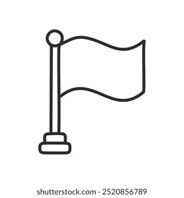 Waving flag icon. Simple line drawing of a flag waving in the wind. Ideal for website and app design.