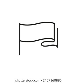 Waving Flag Icon. A simple yet expressive design showing a flag in a gentle breeze, symbolizing motion, change, or a call for attention. Ideal for indicating movement, progress. Vector illustration 