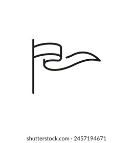Waving Flag icon. A streamlined representation of a flag in motion, signifying change, pride or heraldry. This icon is versatile for movement or marking a significant point. Vector illustration