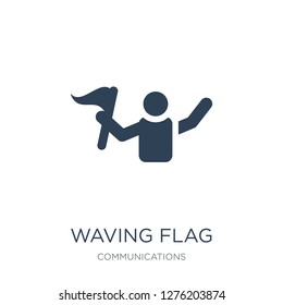 waving flag icon vector on white background, waving flag trendy filled icons from Communications collection, waving flag vector illustration