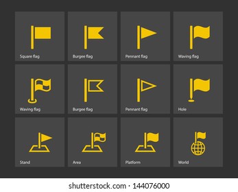 Waving Flag Icons for Banners, Presentations, Web Pages. Vector illustration.