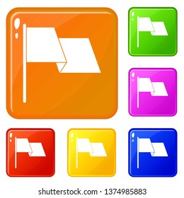 Waving flag icons set collection vector 6 color isolated on white background