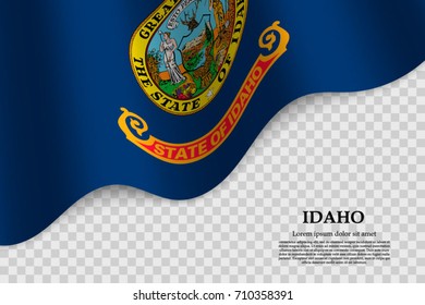 waving flag of Idaho is a state of USA on transparent background. Template for banner or poster. vector illustration