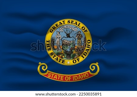 Waving flag of the Idaho state. Vector illustration.