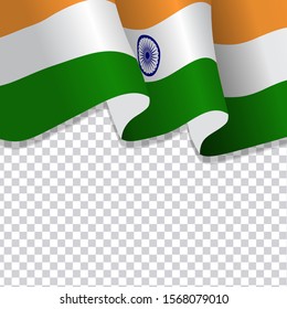 waving flag of India. illustration of wavy India Flag for Independence Day. India Flag Flowing. India flag on transparent background 