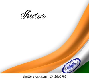 waving flag of India on white background. Template for independence day. vector illustration