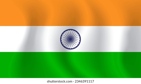 Waving flag of India. Realistic vector illustration. Background banner