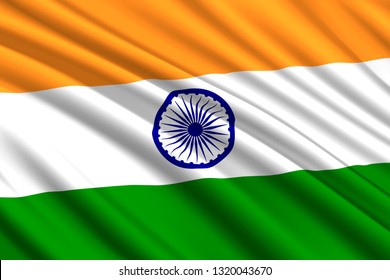 Waving Flag Of India. Vector Illustration