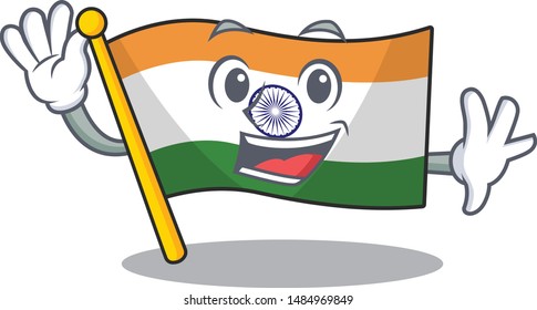 Waving flag indian with the mascot shape