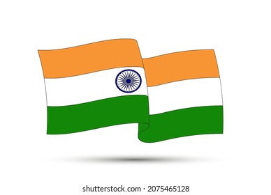 Waving flag of India.Vector India flag.