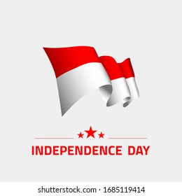 Waving flag of Indonesia for independence day greeting card, banner and social media isolated on white background vector illustration EPS 10