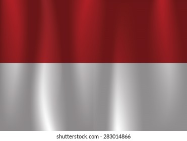 Waving flag of Indonesia, vector, satin