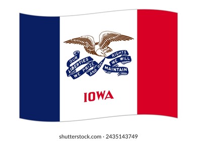 Waving flag of the Iowa state. Vector illustration.
