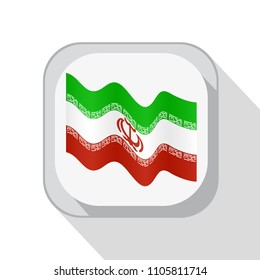 Waving flag of Iran on the button. Vector illustration