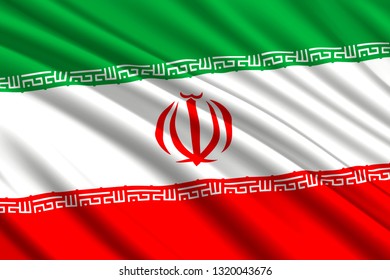 waving flag of Iran. Vector illustration