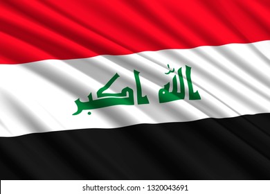 waving flag of Iraq. Vector illustration