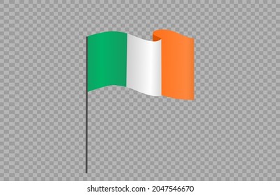 Waving flag of Ireland isolated  on png or transparent  background,Symbol  Ireland ,template for banner,card,advertising ,promote, vector illustration top gold medal sport winner country
